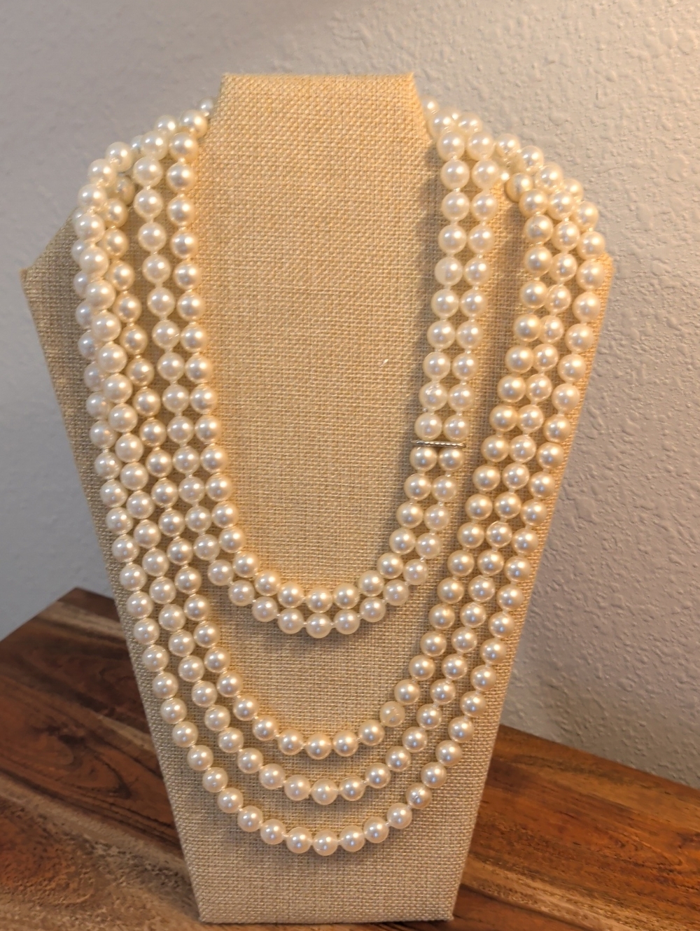 Vintage Pop Bead Necklace In Faux Pearl Finish